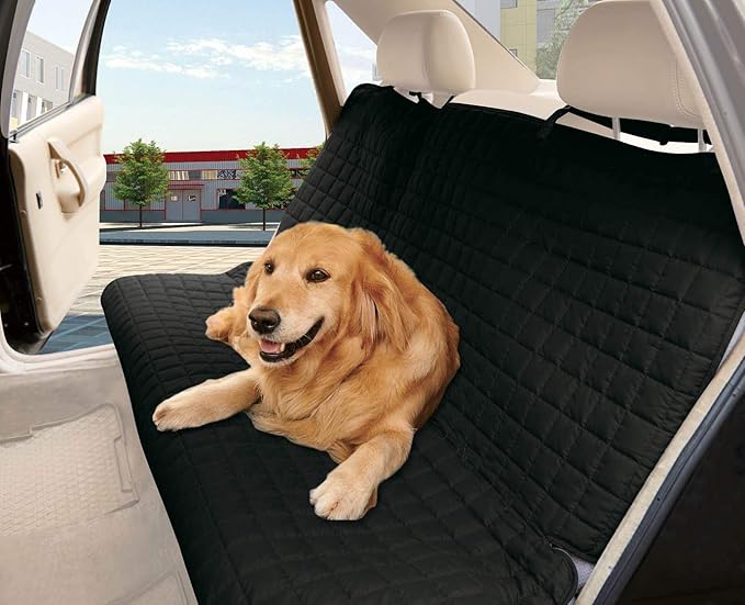 Elegant Comfort Quilted Design%100 Waterproof Premium Quality Bench Car Seat Protector Cover (Entire Rear Seat) for Pets