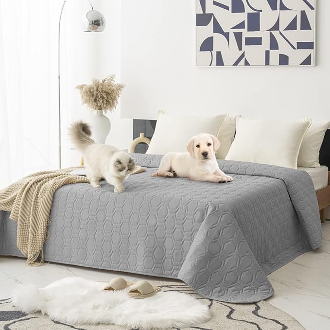 Waterproof and Non-Slip Dog Bed Cover and Pet Blanket Sofa Pet Bed Mat ,car Incontinence Mattress Protectors Furniture Couch Cover for Most Cats Dogs Pets(40x50-Light Grey)