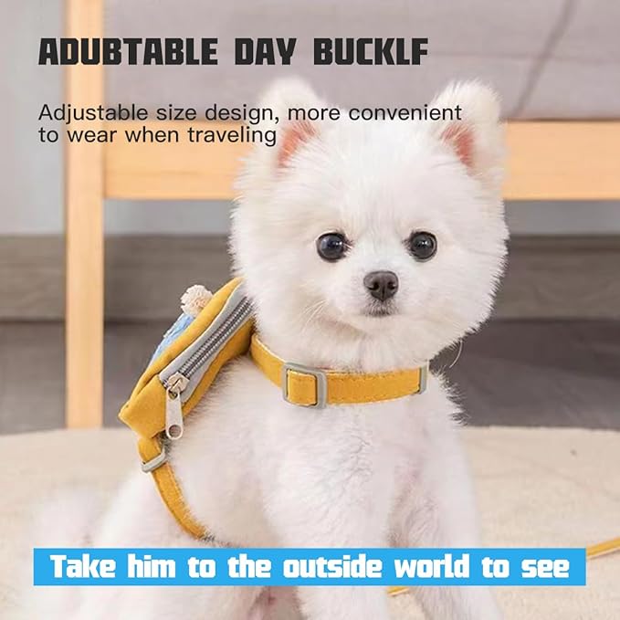 Pet Backpack Harness with Star Design Leash Pocket Saddle Bags Puppy Bag with Training Lead Leash for Doggie Outdoor Travel Hiking Walking Adjustable Easy Control Dog Vest for Dog(Grey