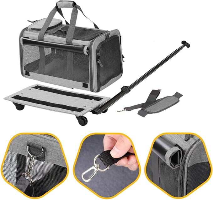 Kit Foldable Travel Bag for Small Pet Carrier with 2 Travel Water Bowl for Dogs