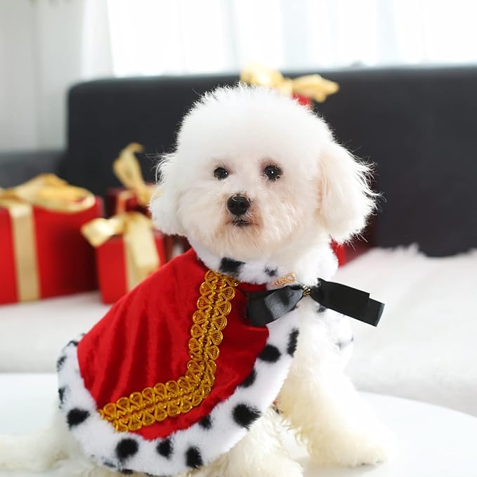 Lovelyshop pet Serial Lux Fur Red Cat Dog Cloak for Halloween Costumes