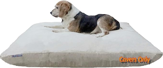 Dogbed4less Do It Yourself DIY Pet Bed Pillow Duvet Suede Cover + Waterproof Internal case for Dog/Cat at Large 48"X29" Khaki Color