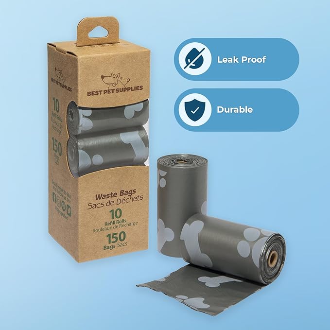 Best Pet Supplies Dog Poop Bags (150 Bags) for Waste Refuse Cleanup