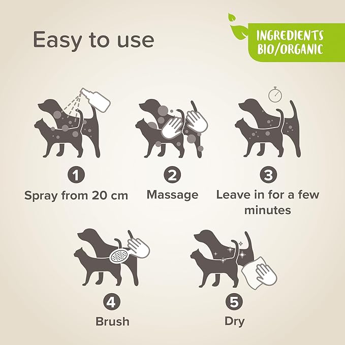 BEAPHAR – ECOCERT Labeled Dry Shampoo Spray for Dogs and Cats 200 ML