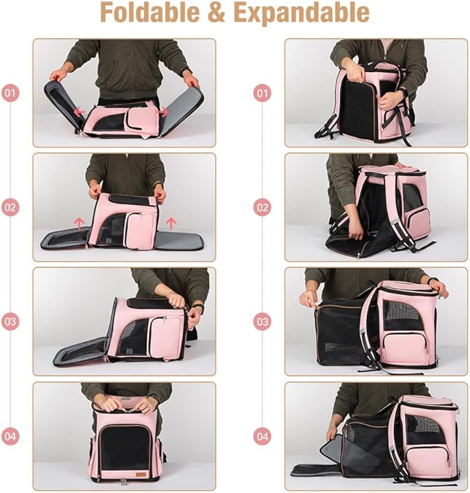 Lekereise Pet Carrier Backpack Expandable Cat Backpack for Small Dogs Cats
