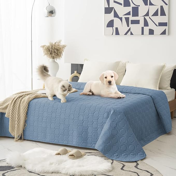 Waterproof and Anti-Slip Dog Bed Cover and Pet Blanket Sofa Pet Bed Mat ,car Incontinence Mattress Protectors Furniture Couch Cover for Most Cats Dogs (82x82- Stoneblue)
