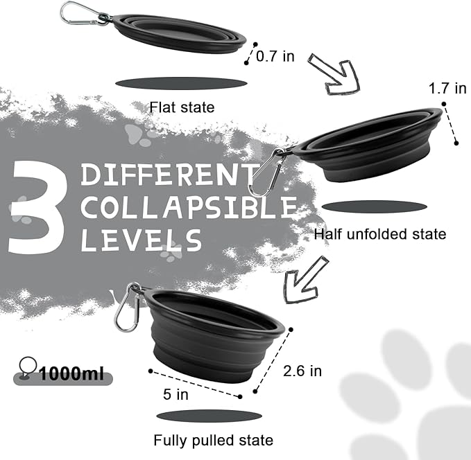 Collapsible Dog Bowls for Travel 2-Pack Dog 2 Carabiners,