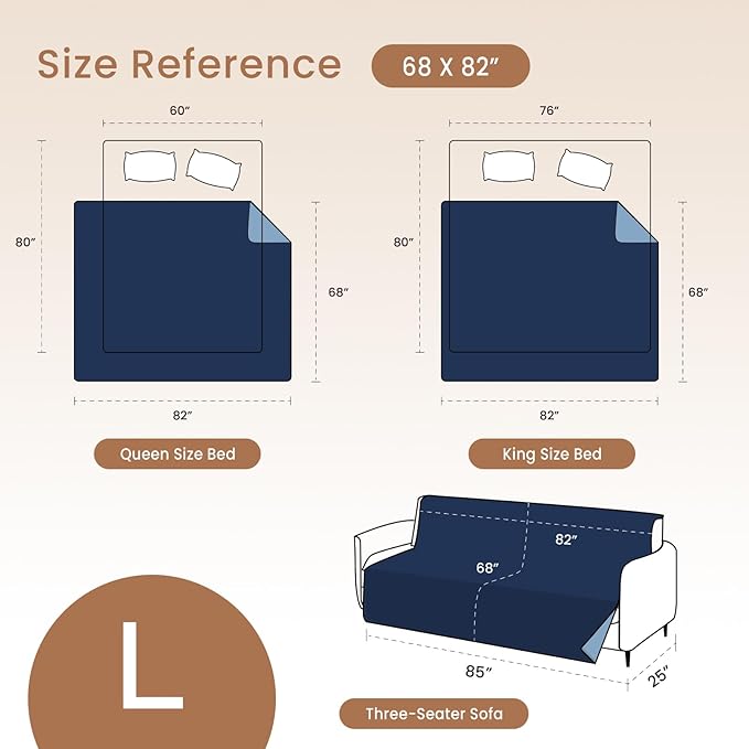 Double-Sided Waterproof Dog Blanket for Couch Cover 68x82 Inches