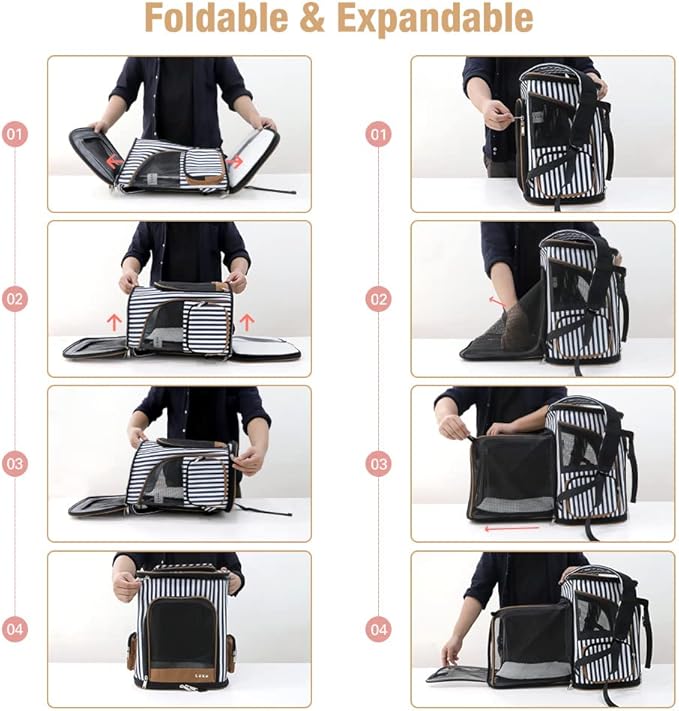 Lekereise Pet Carrier Backpack Expandable Cat Backpack for Small Dogs Cats