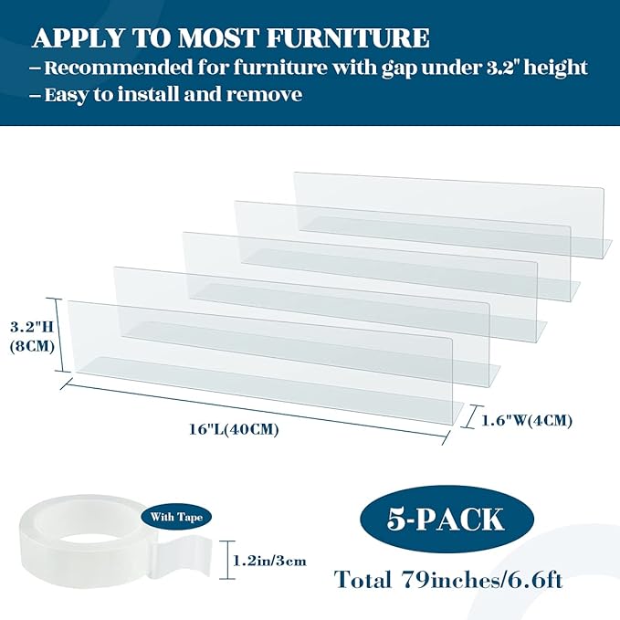 Under Couch Blocker for Pets Gap Bumper Toy 5 Pack 3.2'' Height