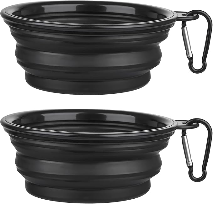 Dog Bowl Pet Collapsible Bowls 2 Pack 2 Carabiners