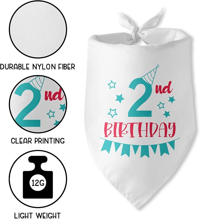 2nd Birthday Dog Bandana 2 Years Old Birthday 2nd Birthday