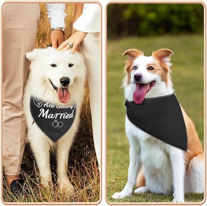SZEE Wedding Dog Bandanas, My Humans are Getting Married Dog Bandanas for Dogs, Dog Engagement Wedding Party, Pet Wedding Photo Prop Bandana for Engagement, Gifts for Couples (White & Black, Large)