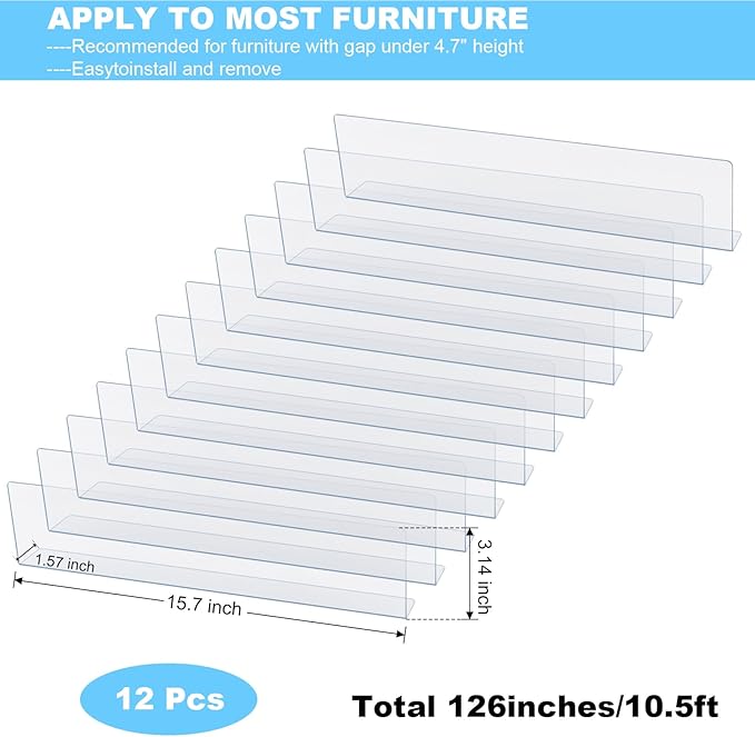 12 Pack Under Couch Blocker for Toys 16" L 3.2" H