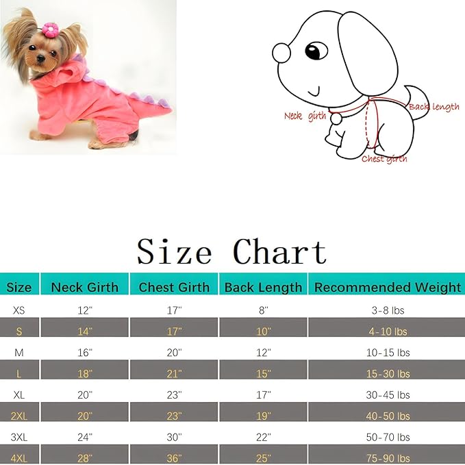 NACOCO Dog Dinosaur Design Costume Green Pet Clothes for Medium & Large Dog(Pink 3XL)