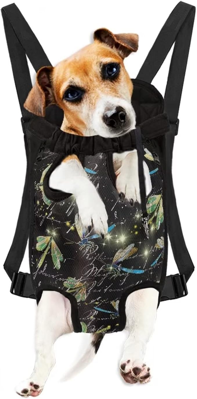 Dragonfly Design Sling Bag for Cat and Dog Shoulder Straps Travel Backpack