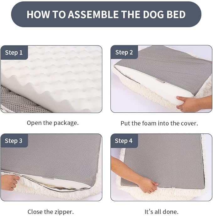 Medium Dog Bed Cat Bed Fluffy Plush Dog Crate Beds for Medium Dogs Anti-Slip Pet Bed Dog Crate Pad Sleeping Mat Machine Washable (Medium