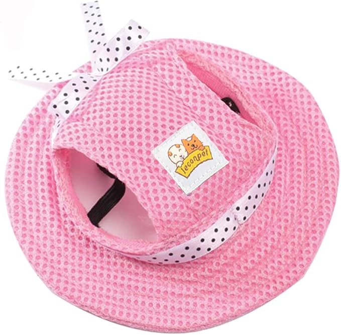 Leconpet Princess Pet Hat Dog Caps Hats with Neck Strap Adjustable Comfortable Ear Holes for Small Medium and Large Dogs in Ourdoor Sun Protection (M