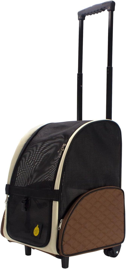 FrontPet Rolling Pet Travel Carrier with Wheels and Backpack Straps 12" W 14.5" L 19.5" H,