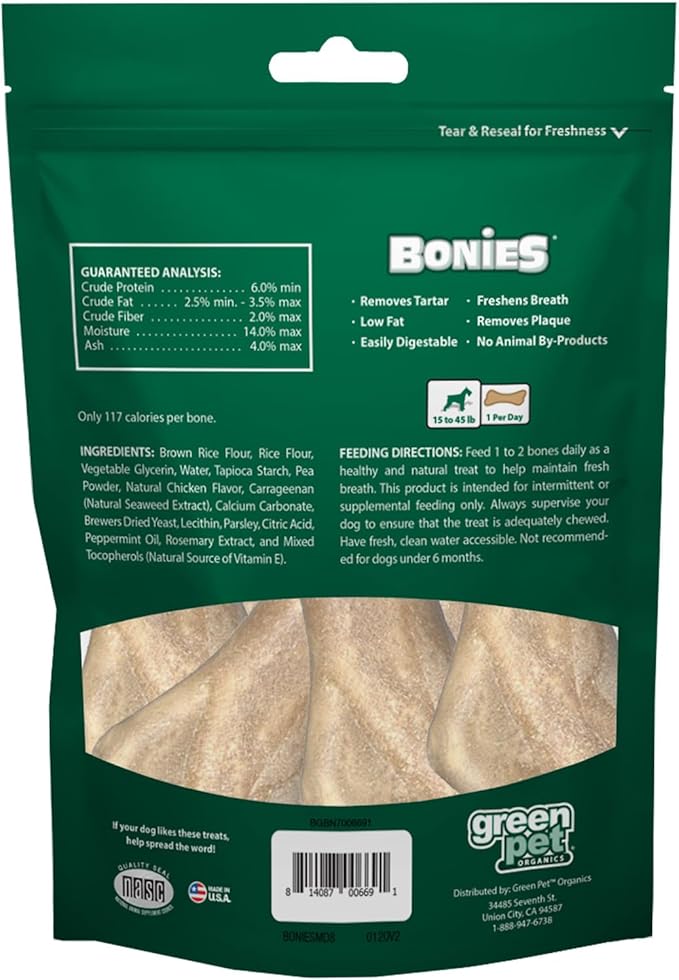 Bonies Natural Breath and Dental Formula Medium-Sized Single Bone 8 Bones