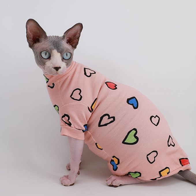 Sphynx Hairless Cat Cute Summer Cotton T-Shirts Pet Clothes 1))