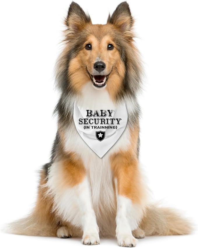 Baby Security in Training Dog Bandana, Dog Bandana, White Dog Scarf Accessories, Pet Dog Triangle Scarf, Dog Bandana Pet Scarf, Dog Bandana for Small Medium Large Dogs, Gift for Dog Lover (B13)