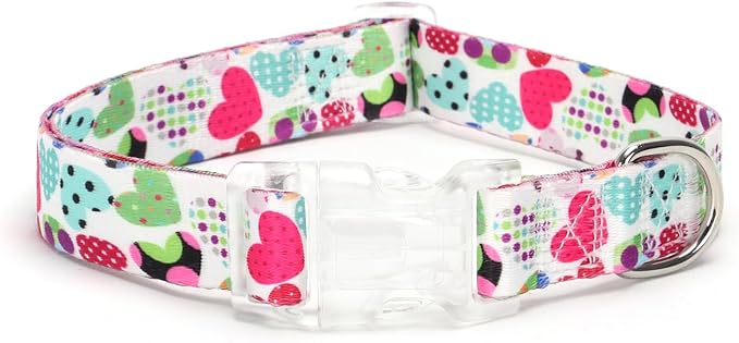 Floral Print Puppy Dog Collar for Small Medium Large Dogs Collars with Quick Release Buckle for Girls Female Dog Soft Nylon Comfortable Durable Pet Collar (NO6