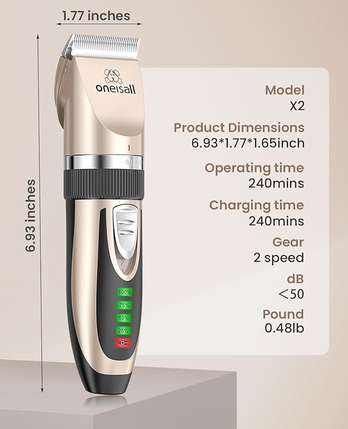 oneisall Dog Clippers Low Noise 2-Speed Quiet