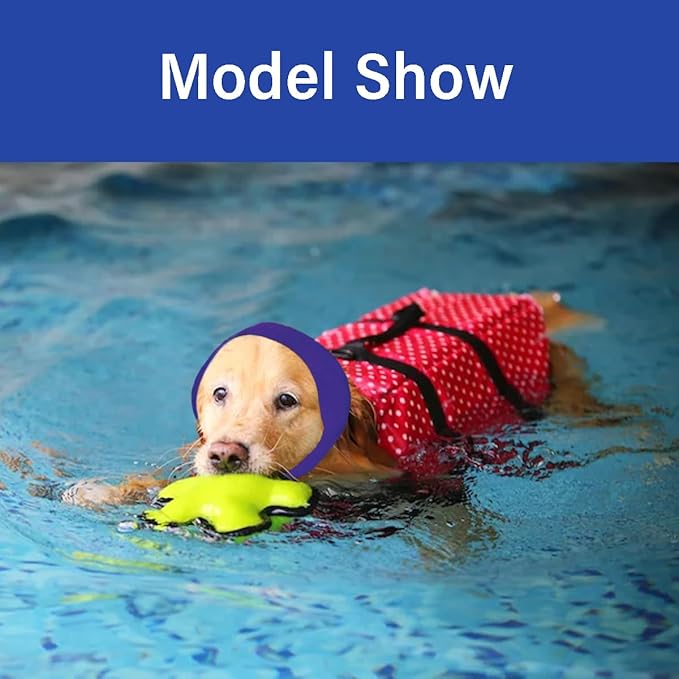 MANON ROSA Dog Swim Cap Plugs 2Pcs Waterproof All-Weather Snood for Bathing Rainy Days Swimming (1 Pink 1 Purple,M)