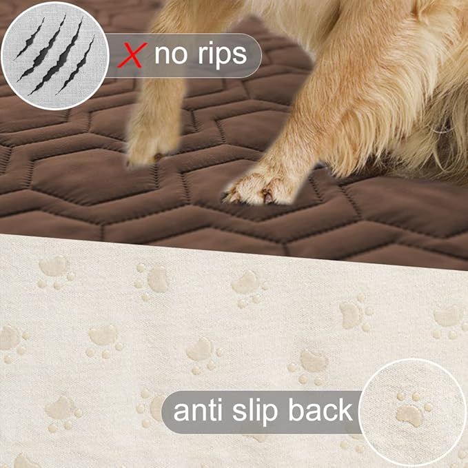 Waterproof and Anti-Slip Dog Bed Cover and Pet Blanket Sofa Pet Bed Mat ,car Incontinence Mattress Protectors Furniture Couch Cover for Most Cats Dogs Pets(52x82-Chocolate)