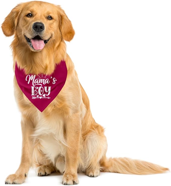 MaMa's Boy Dog Bandana, Dog Bandana for Small Medium Dogs, Funny Cute Dog Bandana, Gift for Dog Lover, Pet Dog Gender Revealing Triangle Scarf, Pet Scarf Accessories, Dog Bandana Pet Scarf (B33)