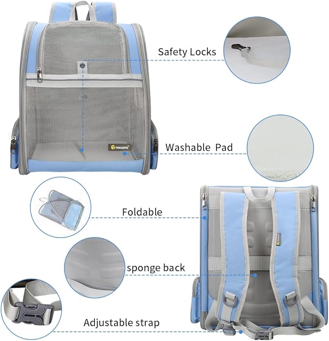 Texsens Pet Backpack Carrier for Small Cats Dogs