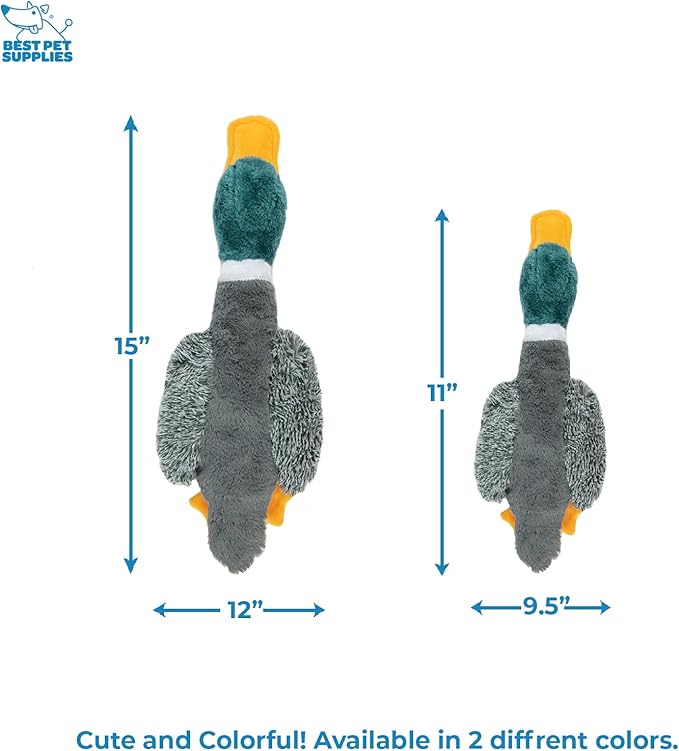 Best Pet Supplies Interactive Mallard Mates Dog Toy with Crinkle and Squeaky Enrichment for Small and Medium Breed Puppies or Dogs