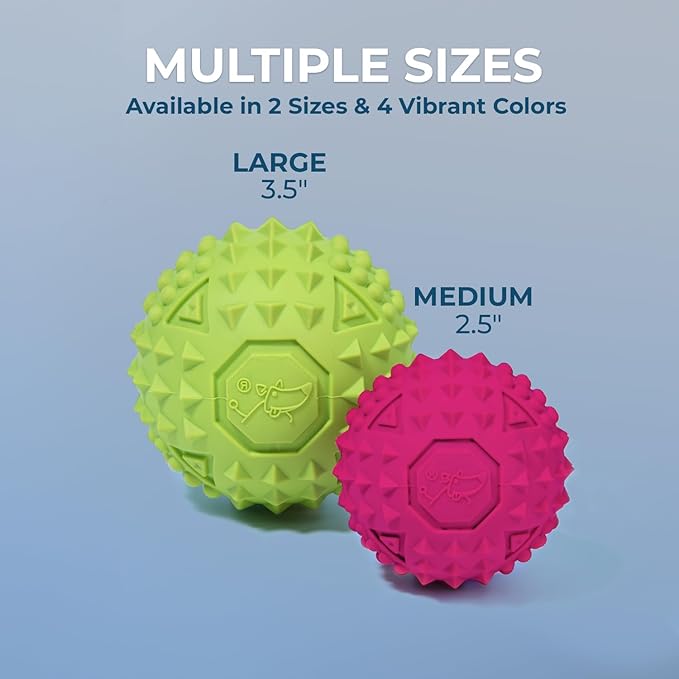 Best Pet Supplies Squeaky Rubber Toy for Dogs Durable Non-Toxic Perfect for Aggressive Chewers Spiked for Dental Health Interactive Dog Toy 2 - 3.5")