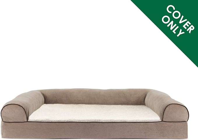 Furhaven Replacement Dog Bed Cover Sherpa & Chenille Sofa-Style