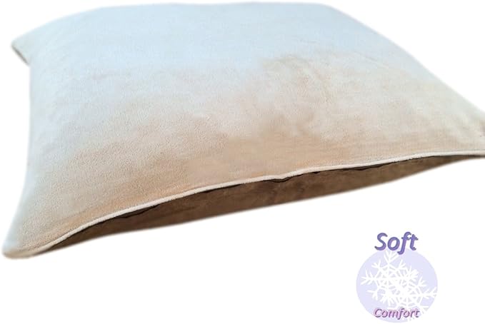 DIY Do It Yourself Luxurious Beige Color Coral Fleece Plush with Suede Fabrics Dog Bed Pillow Cover + Internal Waterproof Case Set for Small Medium Dogs (47''x29'')