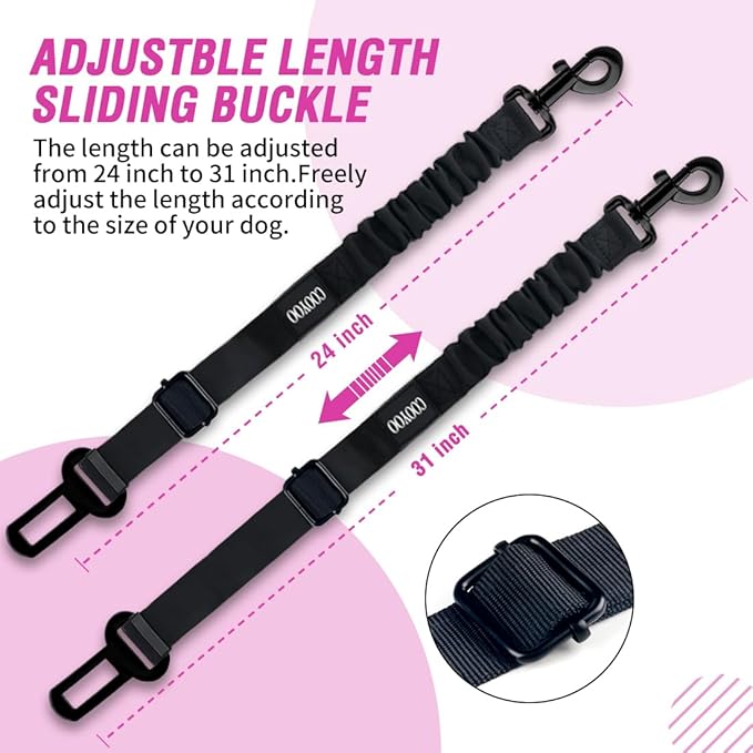 COOYOO Dog Seat Belt 3 Piece