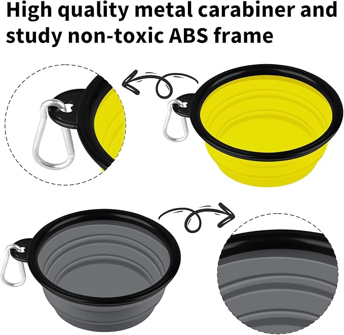 COOYOO Collapsible Dog Bowl 2 Pack 2 Carabiners