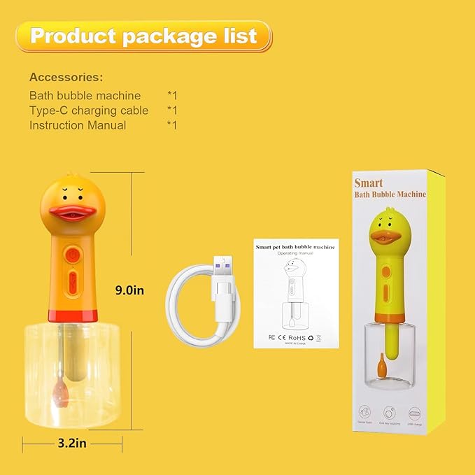 Electric Dog Cleaning Foam Machine Sprayer 9 in 3.2 in 3.2in 350ml 1200mAh Ultra IPX7 Waterproof