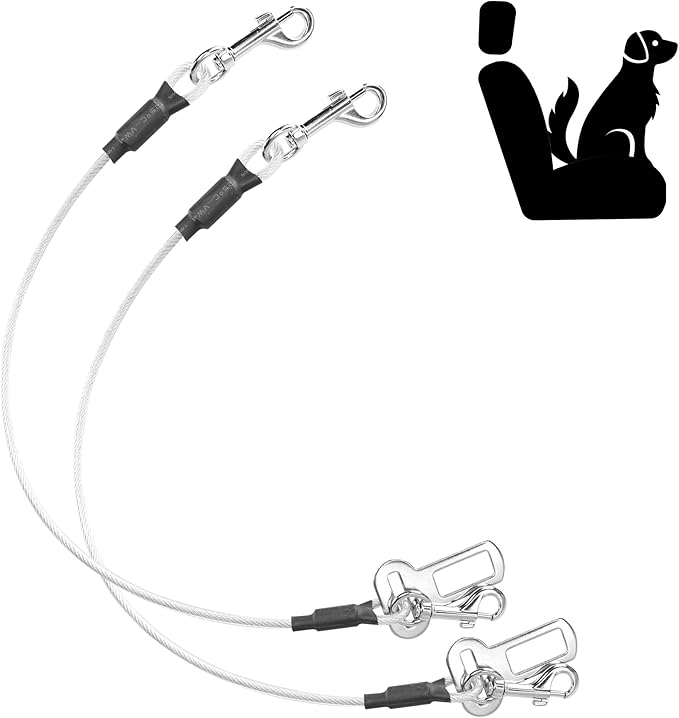 YAODHAOD 2Pcs Dog Seat Belt Harness for Car 360° Rotation 31 inch/80