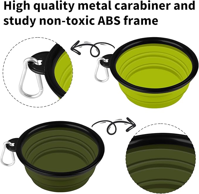 COOYOO Collapsible Dog Bowl 2 Pack 2 Carabiners