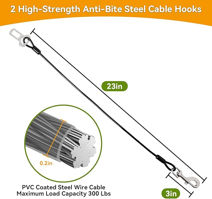 Dog Seat Belt for Car 2Pcs Dog 2in Diameter 300 lbs.