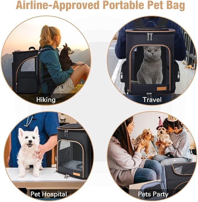 Lekereise Pet Carrier Backpack Expandable Cat Backpack for Small Dogs Cats