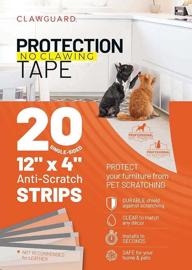 CLAWGUARD Protection Tape 20-Pack Surface Protectors from Dog and Cat Scratch