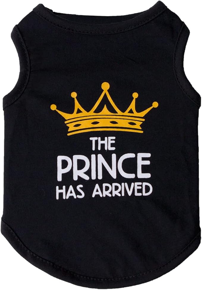 Dog Shirt 3 Pcs Summer Cotton Vests for Small Dog Cats Boy Girl (Prince, Large)