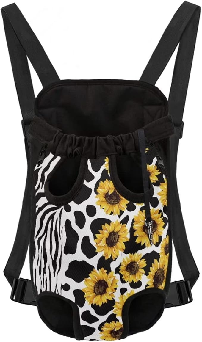 Zebra Sunflower Pattern Puppies Sling Shoulder Backpack