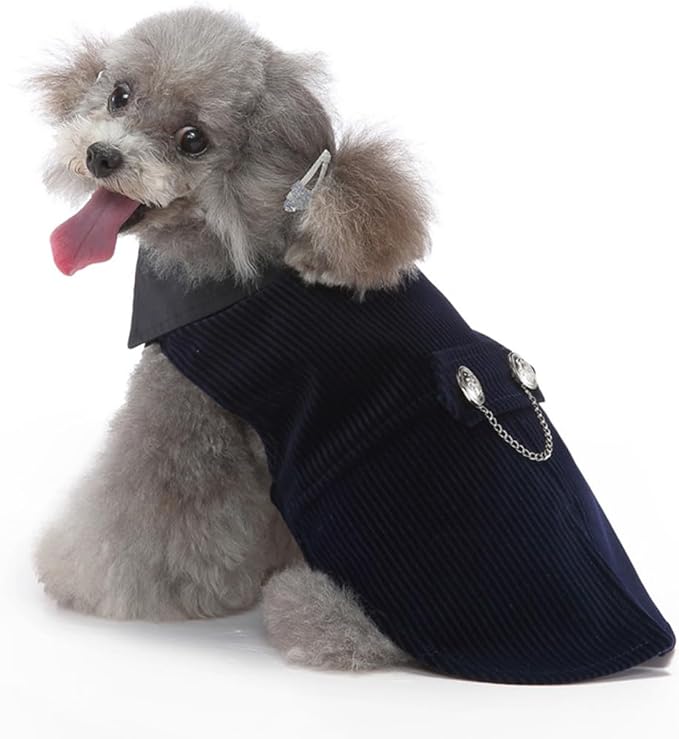 Puppy Velvet Tuxedo with Detachable Bowtie Prom Wedding Formal Wear Prince Costume for Small Dog (X-Large