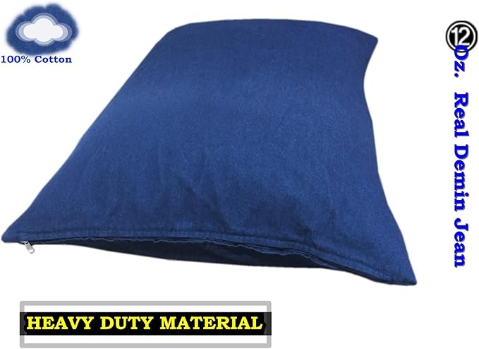 DIY Do It Yourself Heavy Duty Durable Blue Denim Jean Pet Dog Pillow Cover + Internal Inner Waterproof Resistant Case Set for Small Medium Dog 47''x29'')