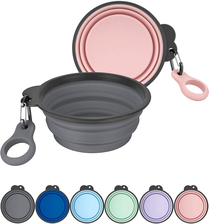Aonkey Collapsible Dog Bowls with Bottle Carrier 2 Pack 37oz