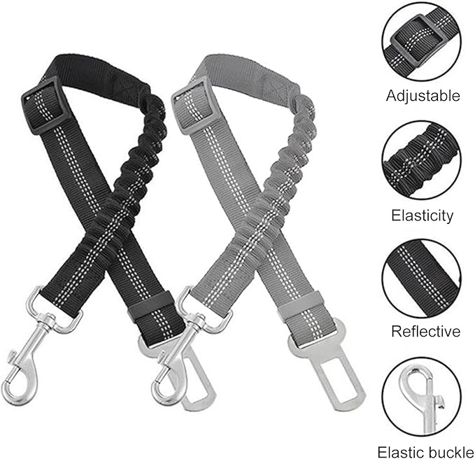 Dog Seat Belt with Elastic Bungee Buffer